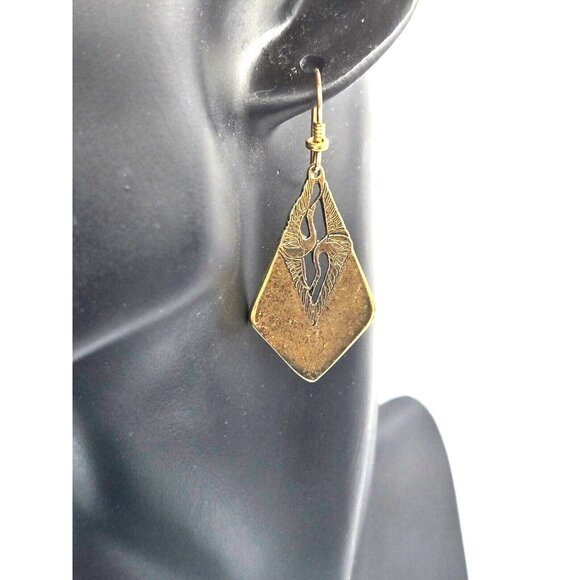 Laurel Burch signed pair of pelicans drop goldton hook earrings - Picture 1 of 7